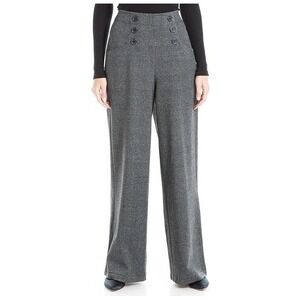 Max Studio Pant Women Small Black Geometric Wide Leg Sailor Trouser PRE OWNED XL